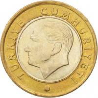 () Монета Турция 2009 год 1 лира ""  Биметалл  UNC